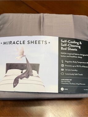 Miracle Made Luxe Self-Cooling Self-Cleaning Sheets Set Gray King Size 17" Deep